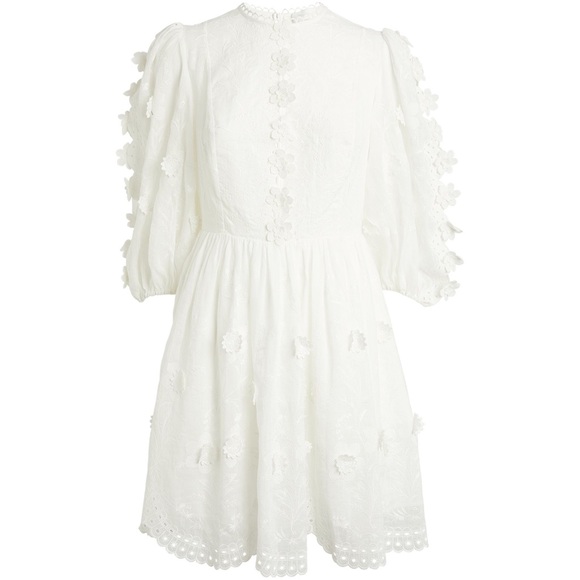 ZIMMERMANN Rosa White Embroidered Ramie Dress Zimmermann Size 0 - Picture 4 of 11